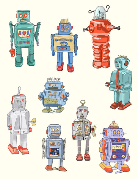 collection_of_vintage_robots