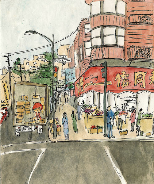 San_Francisco_pen_and_ink_watercolor_street_scene__Chinatown_Stockton_sun_tong_market