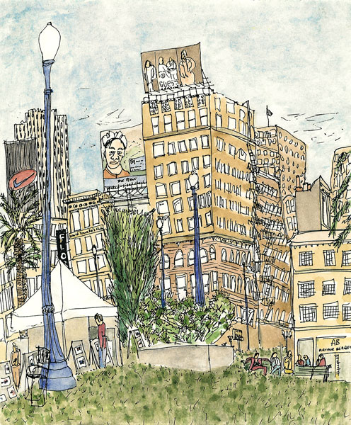 San_Francisco_pen_and_ink_watercolor_union_square